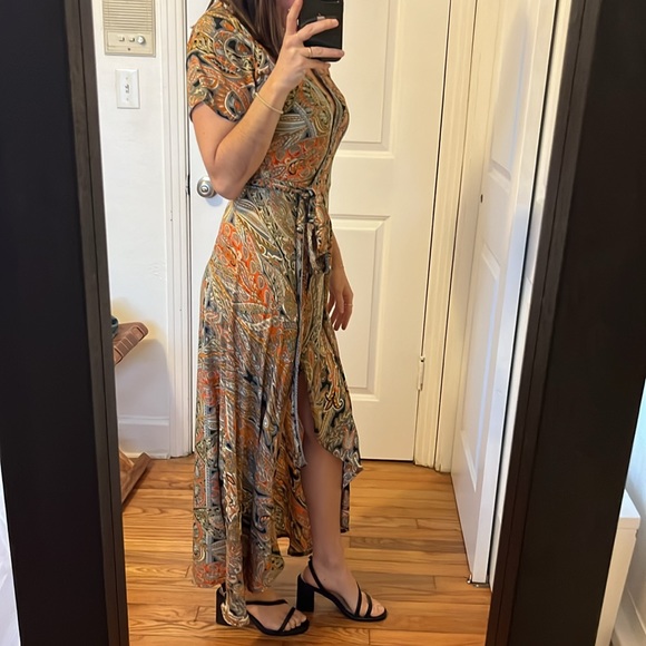 Fall Paisley Wrap Midi Dress - Picture 9 of 10
